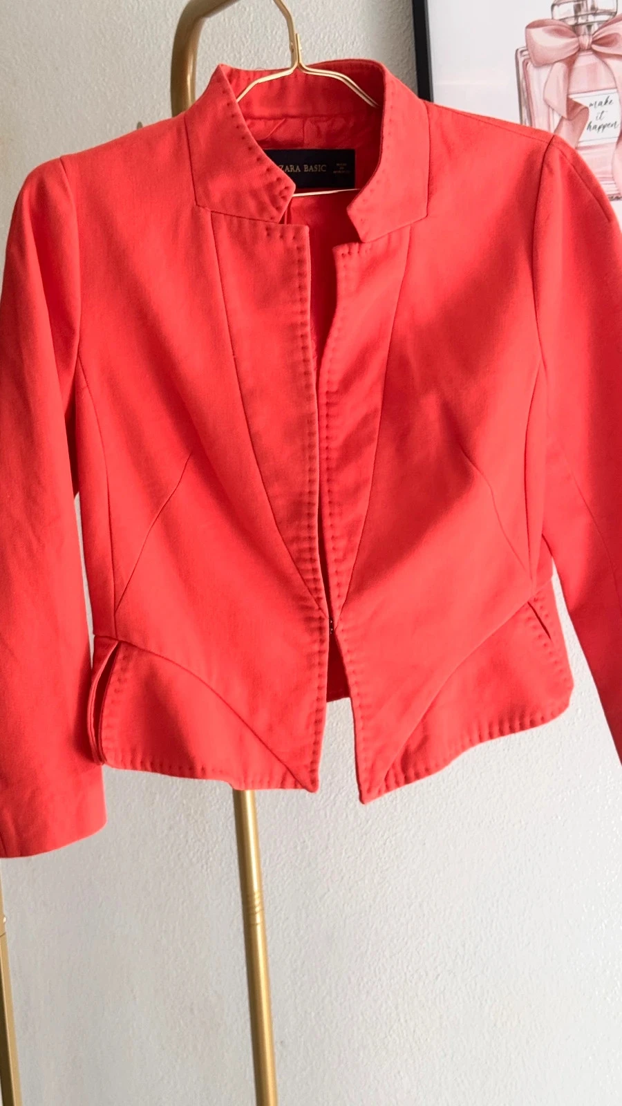 Mooie Korte Rode / Oranje Koraal Blazer 'Zara Basic' • L • TNC35 – photo 2